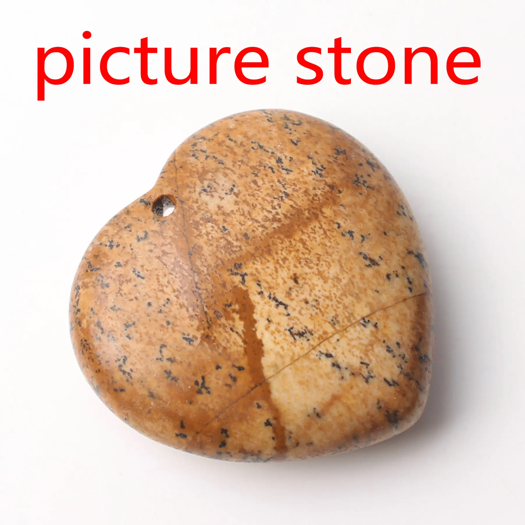 Picture stone Натуральный кристалл Аметист Роза Кварц сердце форма кулон с отверстием ожерелье аксессуары ювелирных изделий камень, реики целебный подарок - Цвет: Picture stone