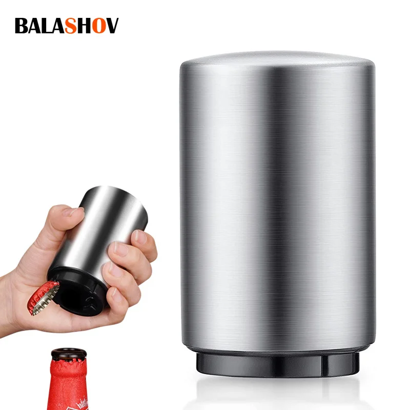

Automatic Wine Bottle Opener Magnet Beer Opener Stainless Steel Push Down Opener Wine Beer Soda Cap Opener Kitchen Accessories