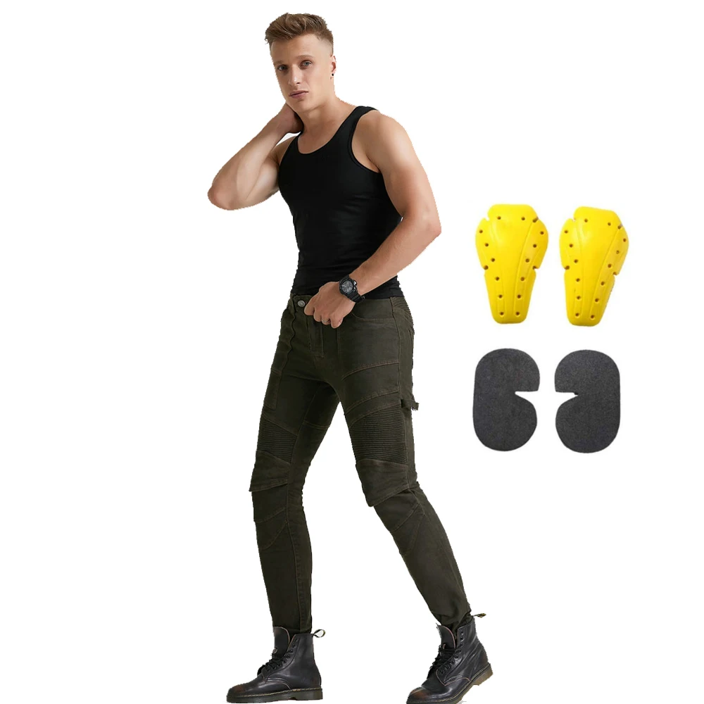 Новые мужские байкерские джинсовые брюки для езды на мотоцикле с большими