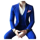 Мужской костюм ярко синего цвета мужской однотонный классический костюм, приталенный деловой Повседневный смокинг для выпускного вечера, красный, черный, белый