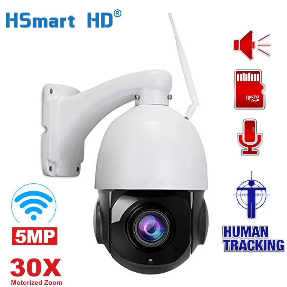 

5MP 30X Zoom AI Auto Tracking Wireless PTZ Speed IP Camera WIFI Outdoor Waterproof IR 80m CCTV ONVIF Cameras with Two Way Audio