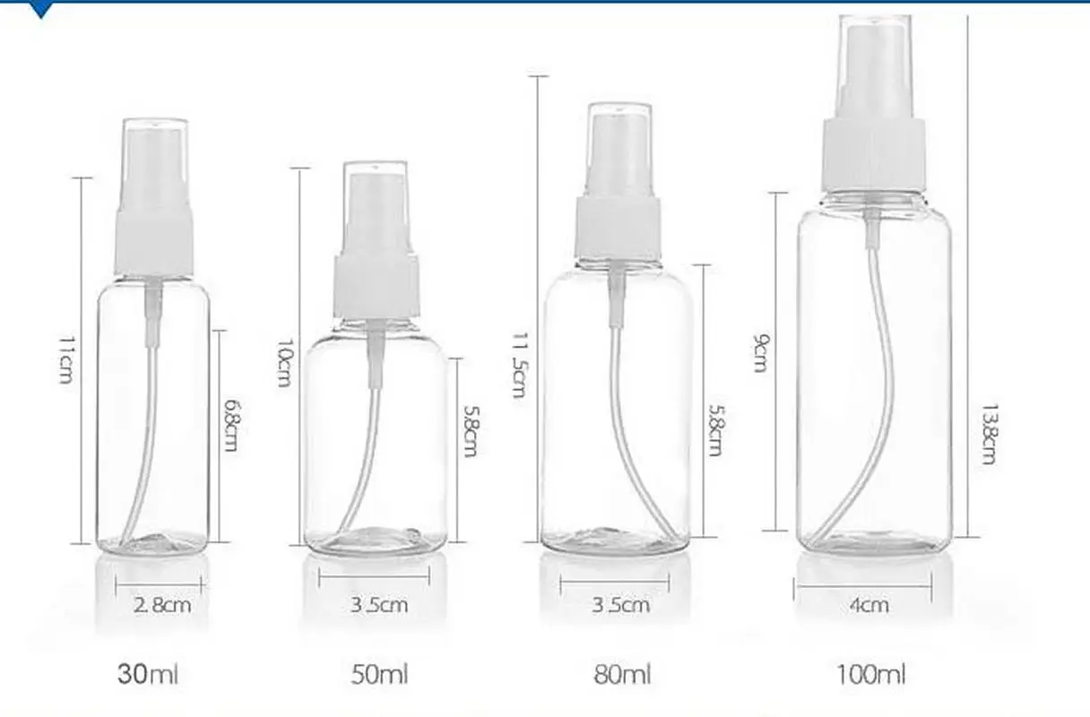 

10/15/20/ 25/30/ 40/50/75/100ml 1PCS Random Color Travel Transparent Plastic Perfume A tomizer Small Spray Refillable b ottle