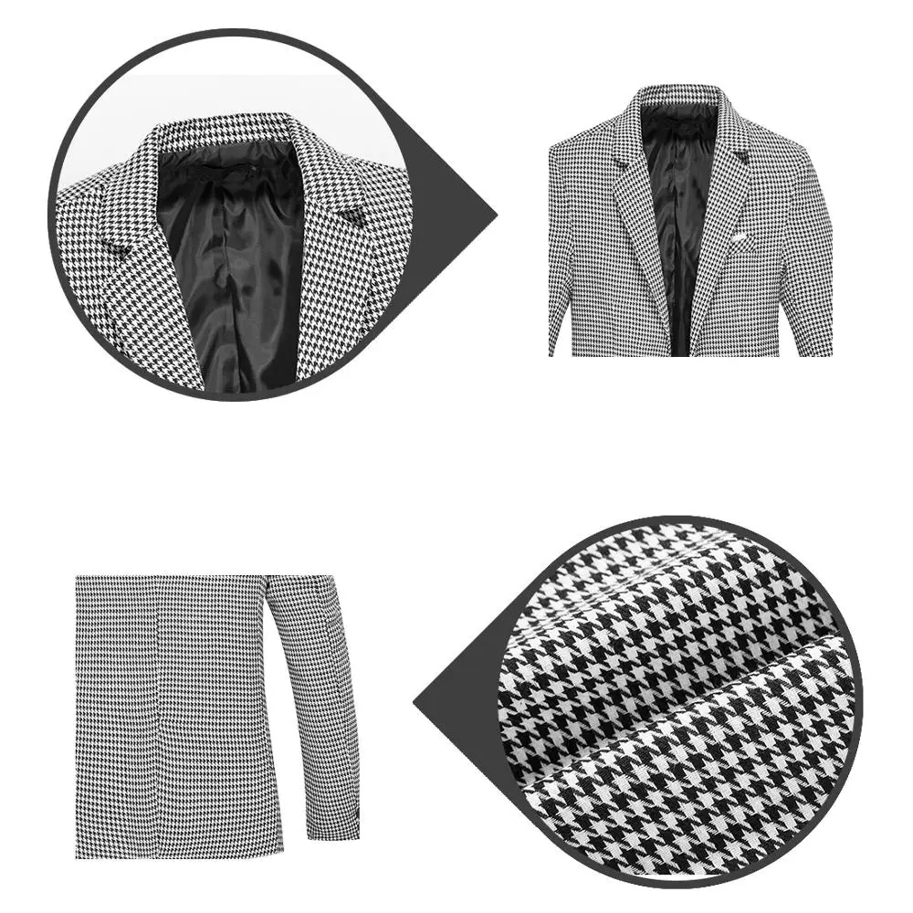 Мужской Клетчатый Блейзер однобортная куртка для свадьбы и вечерние