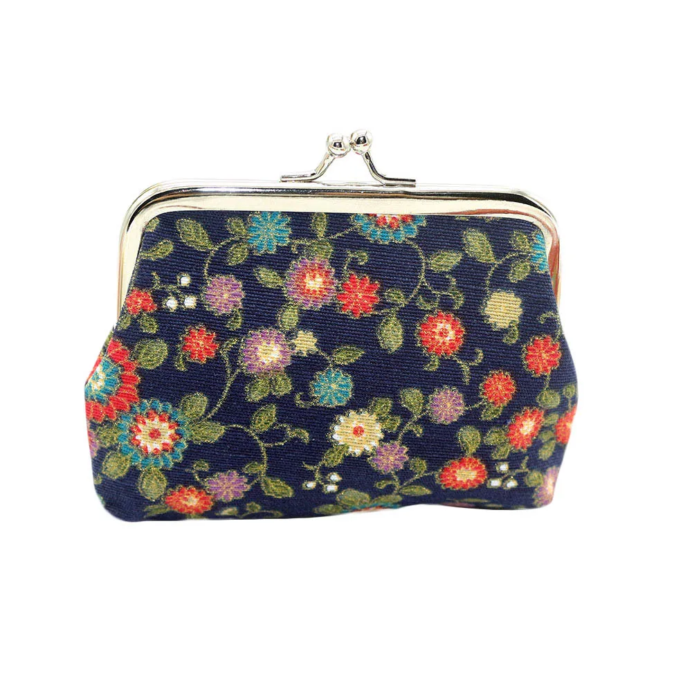 Кошелек с цветочным принтом Ретро стиль женский маленький кошелек на застежке