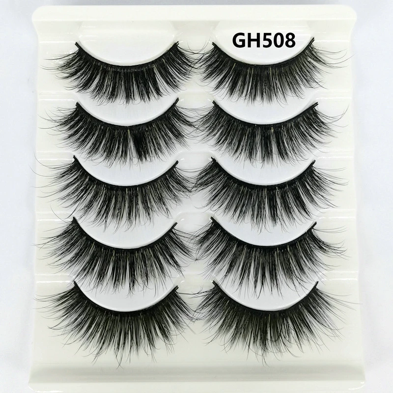 

3D Mink Eyelashes Extension 5 Pairs Natural Dramatic Wispy Fluffy Crisscross Volume False Mink Lashes Long Faux Cils Bulk