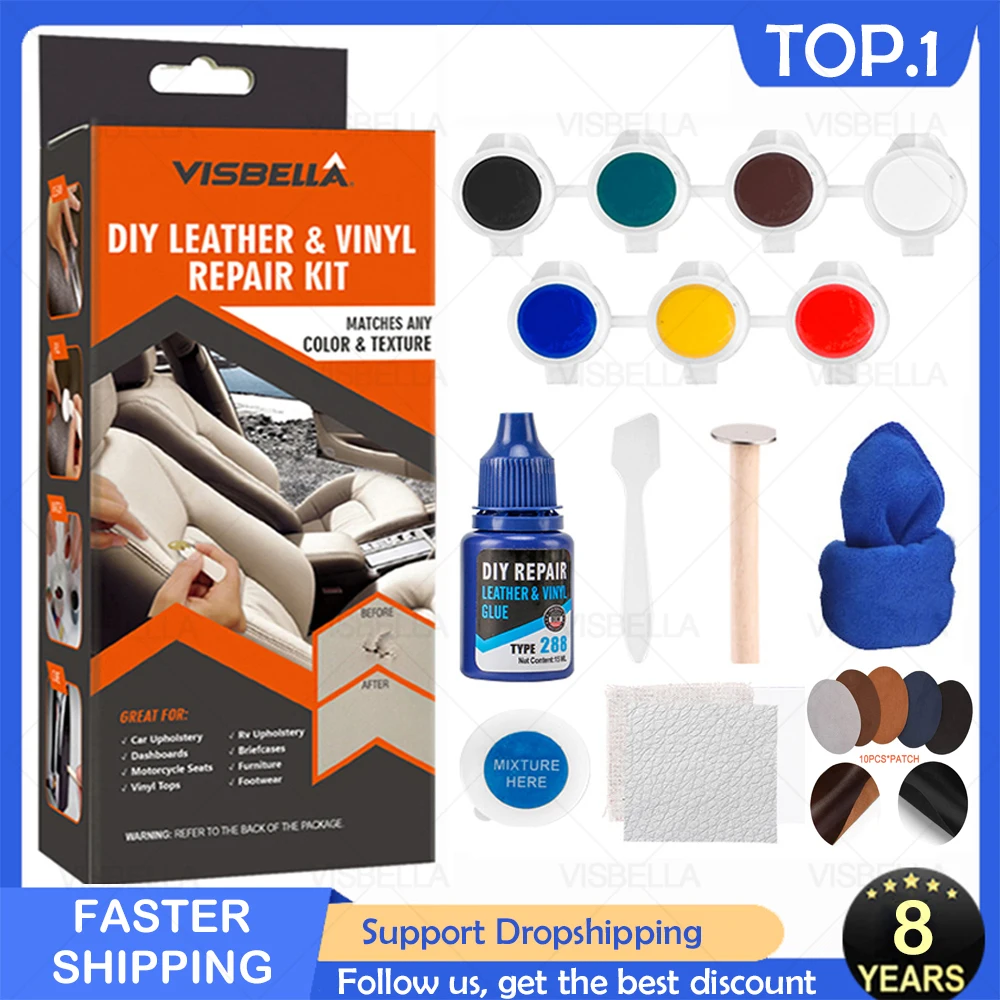 

VISBELLA Liquid Leather Repair Kits Complementary Color Paste Car Seat Sofa Coat Hole Scratch Cracks Polish Refurbish Paint Care