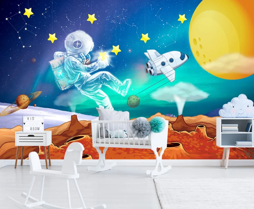 Пользовательские 3D фотообои Фреска Фэнтези Космос астронавт фон стены Детская