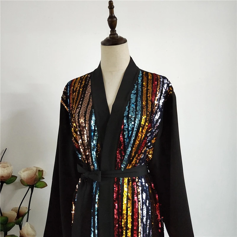 Мусульманское кимоно с блестками абайя хиджаб платье кафтан одежда для женщин