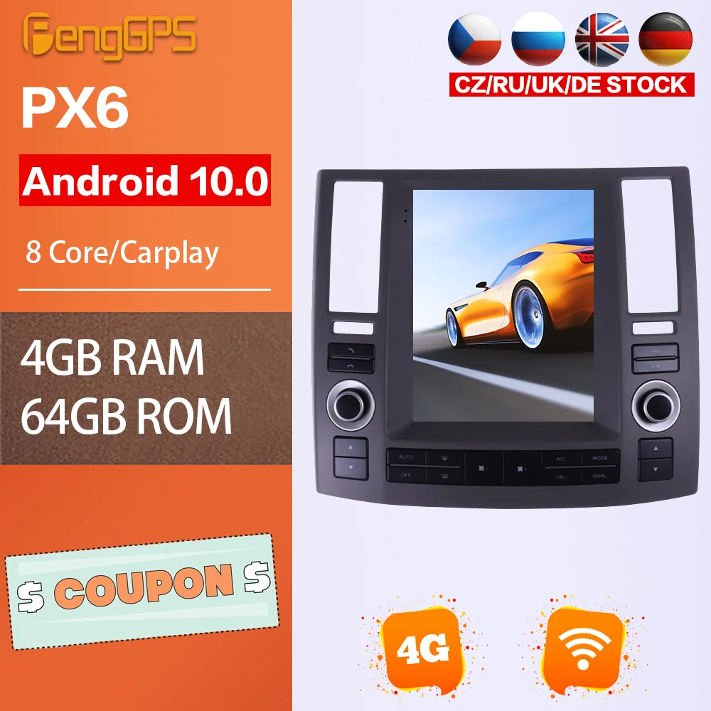 

For Infiniti FX35 FX45 2006-2009 Car GPS Navigator Android Radio Tesla Style Multimedia Head Unit 4G+64G IPS Carplay Autostereo