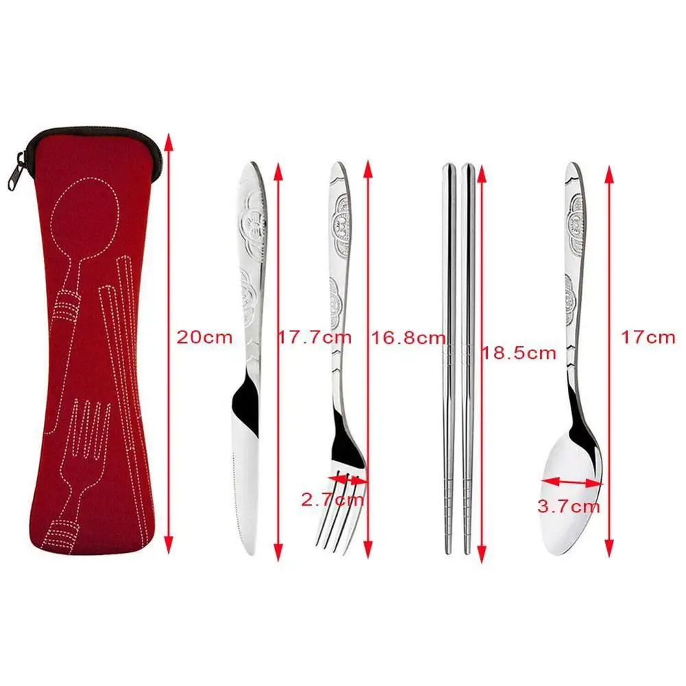 4 шт./компл. вилка из нержавеющей стали ложка палочки для еды портативные походные