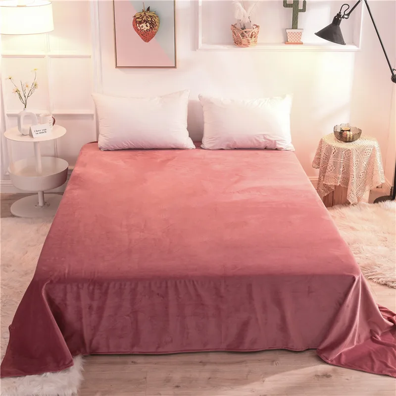 Crystal Velvet Warm Flannel Bed Sheet Fleece for Winter Single Product Soft Flat Twin Full Queen size Linen Sheets #s | Дом и сад