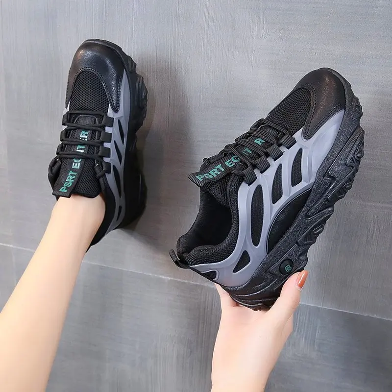 

Dad Shoes Women Plush Thickener 2021 New Autumn and Winter Sports Shoes Black Lace Up Muffin Sole Heightening Shoes Woman Shoes