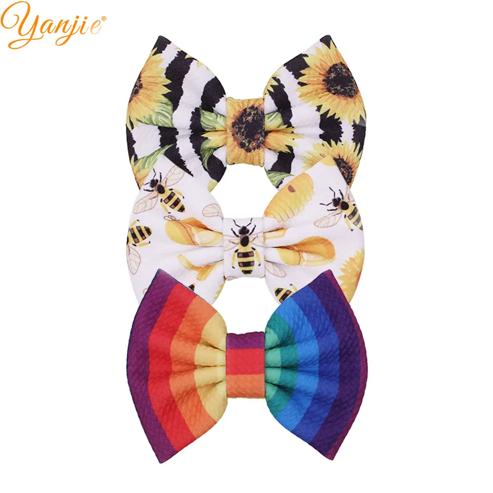 10 шт./лот 5 ''Подсолнух/Радуга/Камуфляж/Цветочный бант для волос девочек