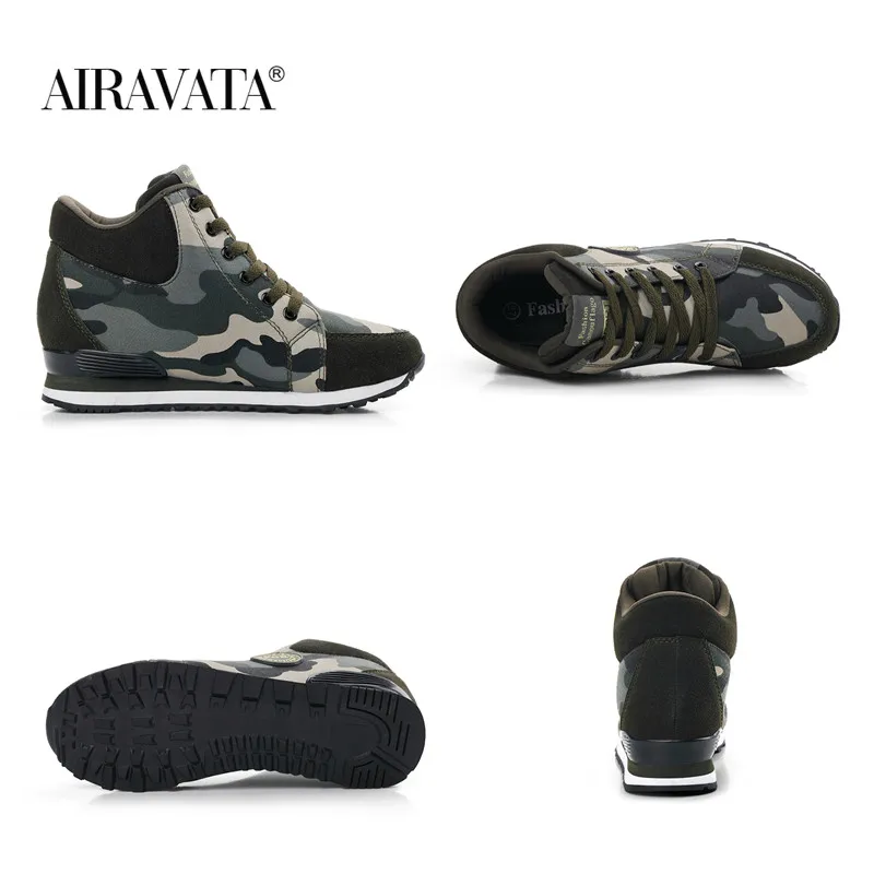 

Women's Canvas Sneakers Breathable Height Increasing Camouflage Casual Shoes