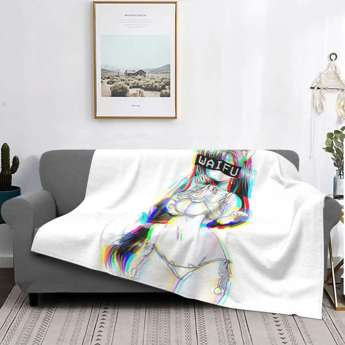 

Waifu-Manta de muselina a quadros de Anime Neko para niña y gato, colcha para cama, пикник, alfombra de ororada islindia