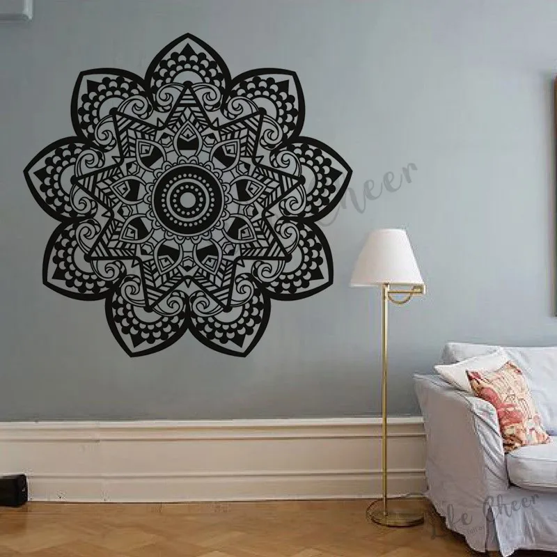 Unique Design Mandala Flower Vinyl Wall Arts Yaga Om Sign Sticker Bohemian Boho Pattern Decals Home Decoration | Дом и сад