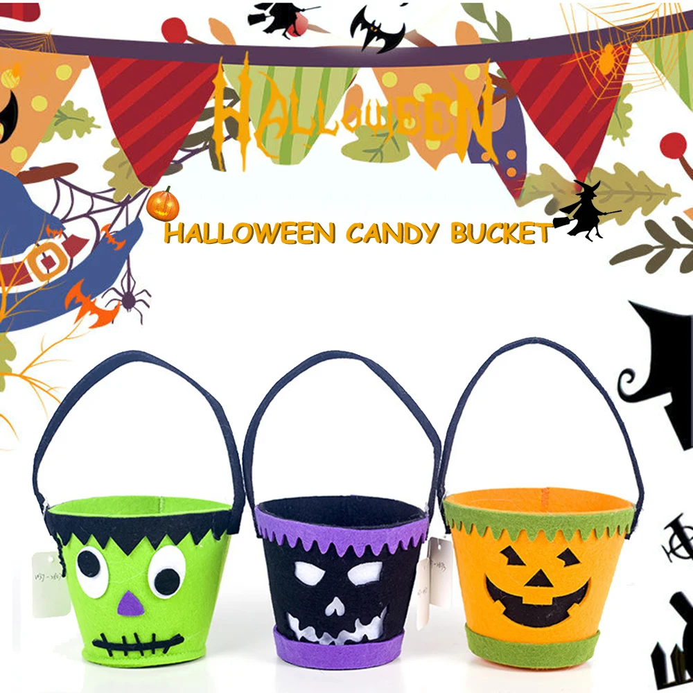 Мини-ведро для Хэллоуина портативная тканевая войлочная маленькая ведро конфет