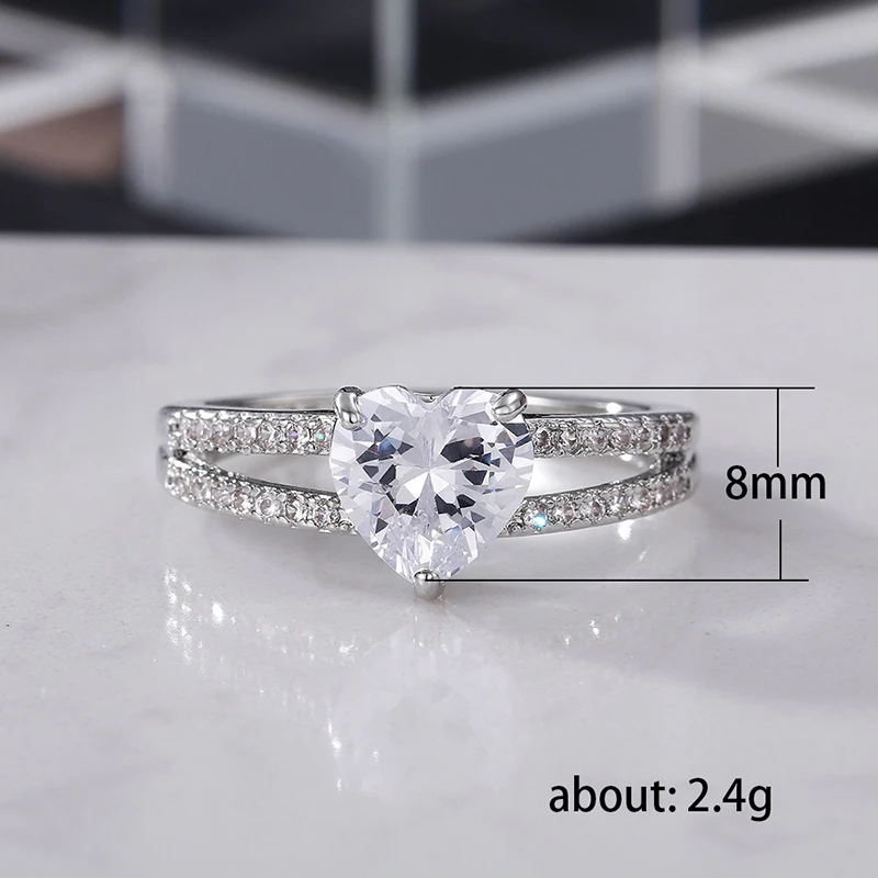 

Romantic Heart Shape Rings For Women Shine Cubic Zircon Engagement Accessories Party Delicate Gift Fashion Jewelry Lover's Ring