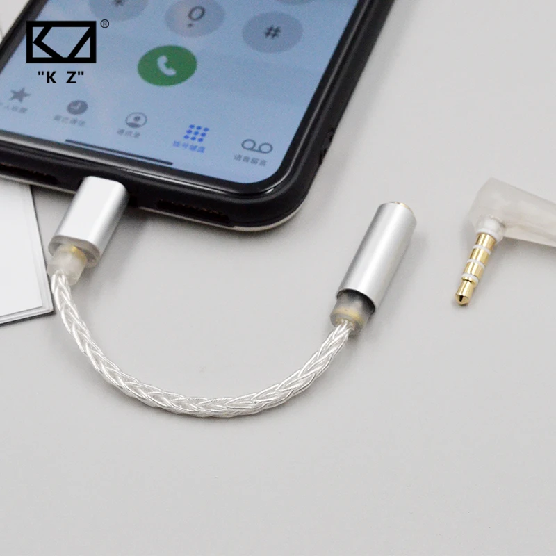 

KZ Lighting to 3.5mm Silver Plated Upgrade Cable Earphone Cable KZ ZSN PRO AS12 AS16 ZSX ASX ZAX DQ6 ZS10 PRO CCA CA16