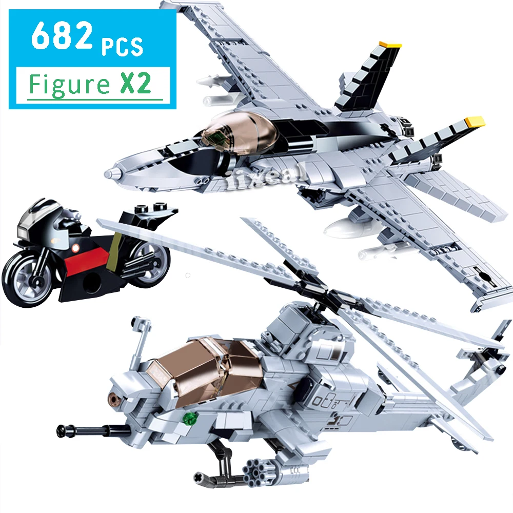 Военный вертолет Супер истребитель строительные блоки городская полиция Swat