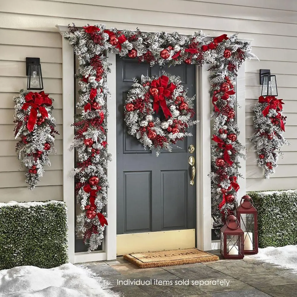 

Wreath Christmas Fruit Cane Poinsettia Rattan Decorations Hotel Simulation Window Door Long Vine