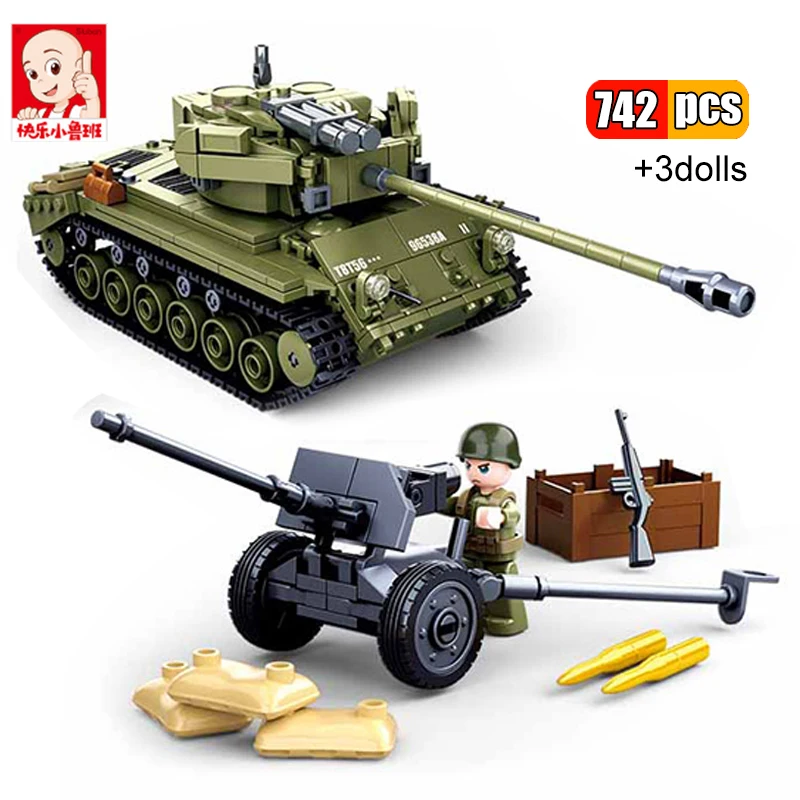 Sluban WW2 военный армейский Танк автомобиль бронированный боевой искусственный