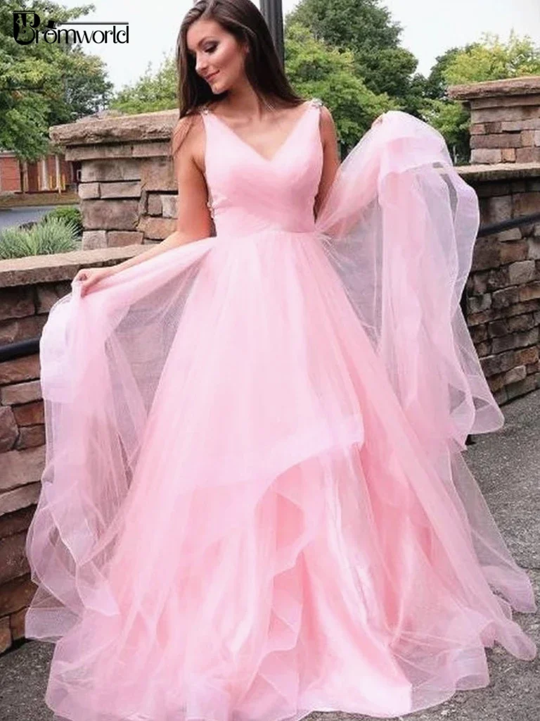 Красочные Очаровательное платье без рукавов розового цвета для выпускного