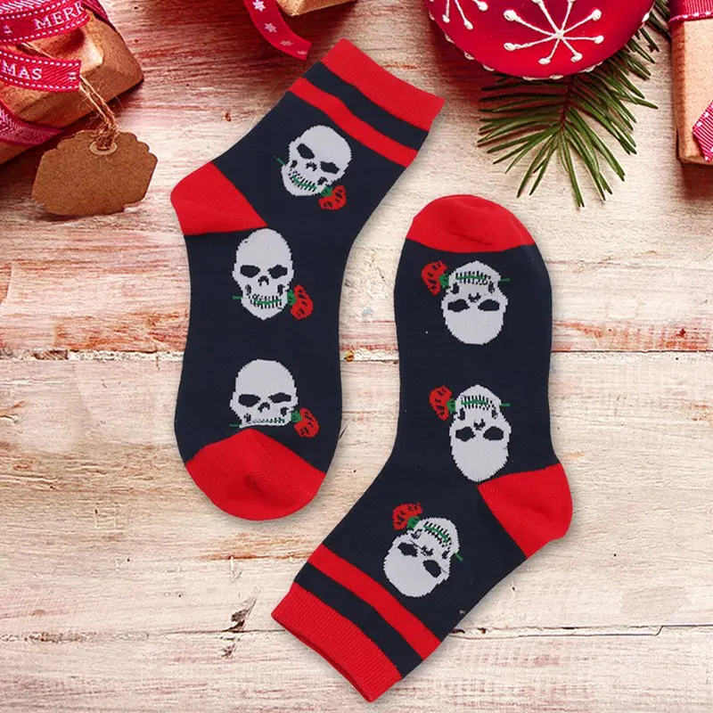 

Novelty 3D Printed Scary Skull Ghost & Rose Crew Socks Men Lucky Skull Skeleton Socks Street Harajuku Hip Hop Socks Halloween
