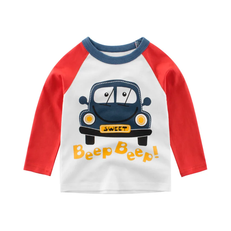 

Boys T-shirt Kids Tees Baby Child Boy Cartoon Tops Spring Children Tee Long Sleeve Cotton Cars Striped Autumn Shirt