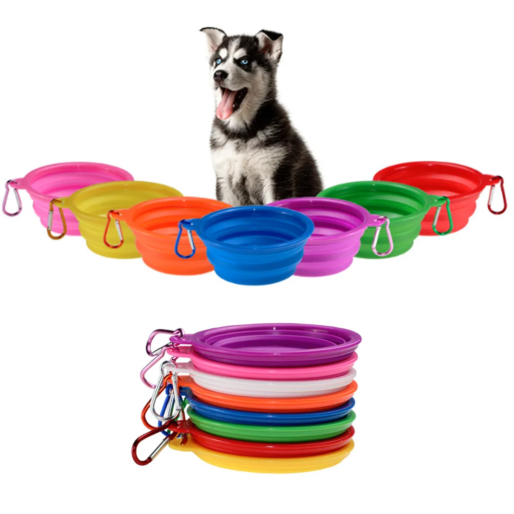 Хранение силикон аксессуары для домашних животных собак Складная миска Еда воды