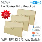 Умный выключатель света RF433 без нейтрального провода, Wi-Fi, управление через приложение Tuya, работает с Alexa, Google Home, 110 В, 220 В