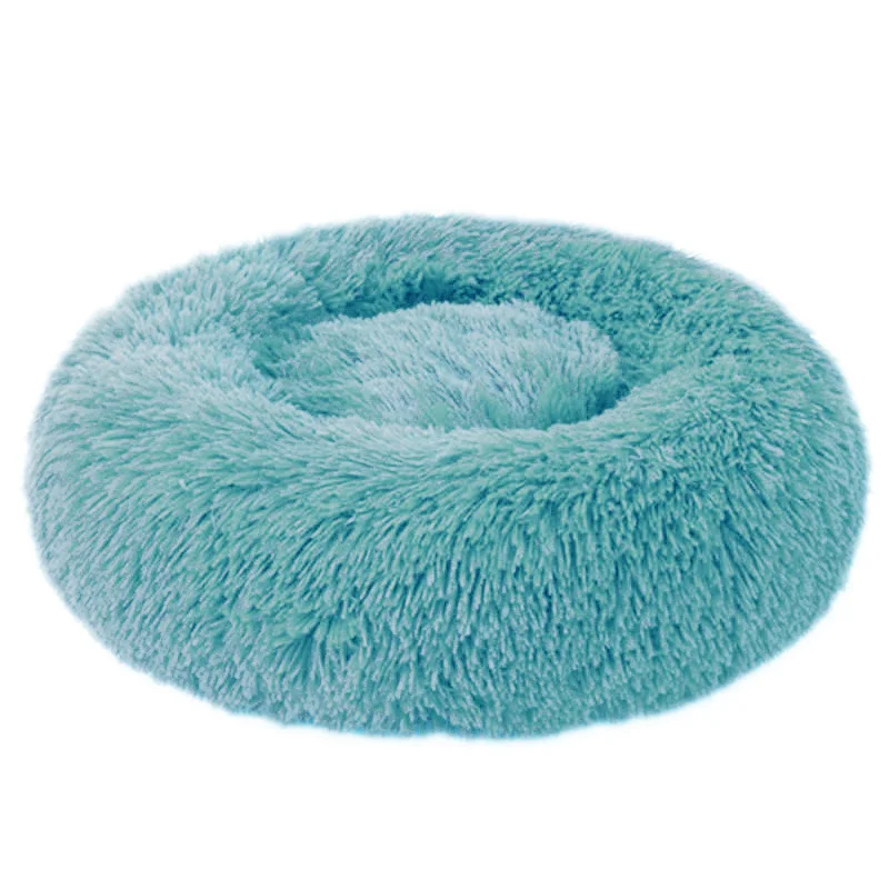 Green HOOPET круглые плюшевые кошки кровать Дом Мягкая длинная плюшевая кошка кровать круглая собака кровать для маленьких собак кошки гнездо зимняя теплая спальная кровать - Цвет: Green
