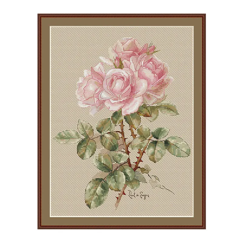 

DIY Counted Cross Stitch kit "Pink Rose" Embroidery Kits 14CT 11CT Cotton Thread Painting Flowers New