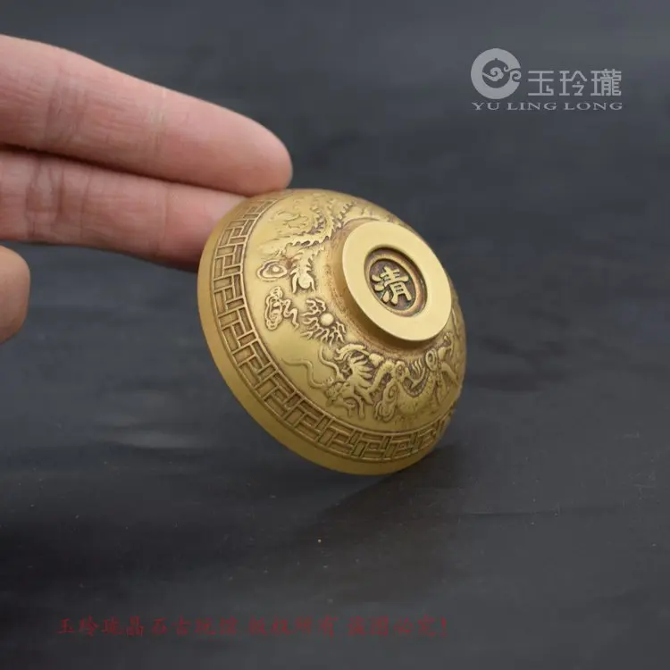 Латунная микро скульптура литье дракона и феникса Фу Лу шоуси бронзовая Гонг