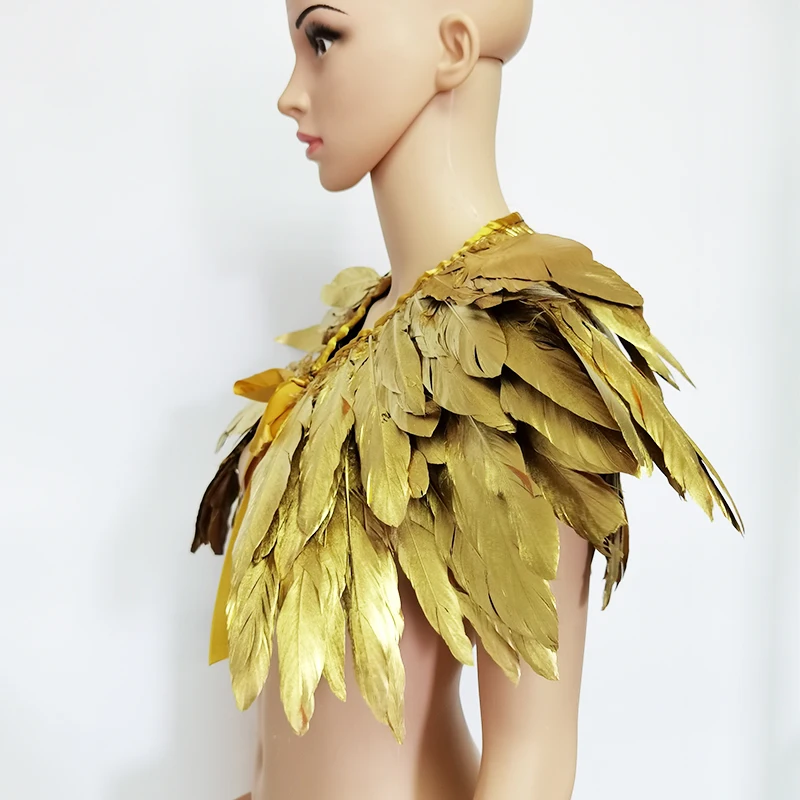 Готический викторианский плечевой шаль с перьями искусственный воротник