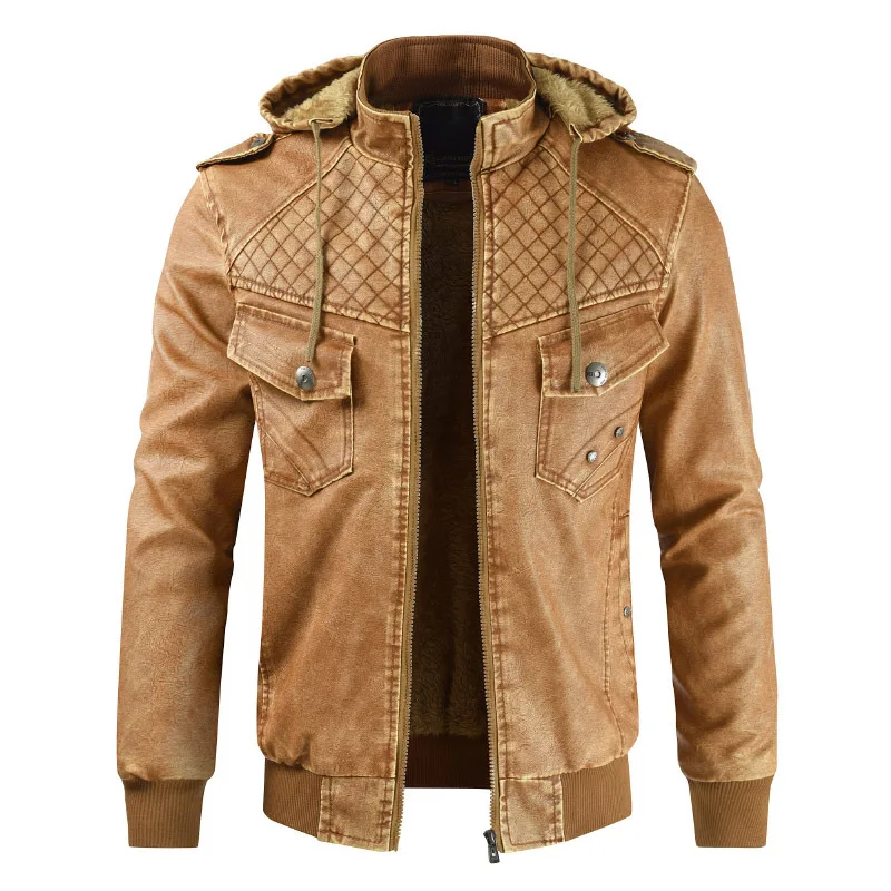 

2019 new jacket men can remove the hooded fur and wool warm collar cultivate one's morality men's jacket