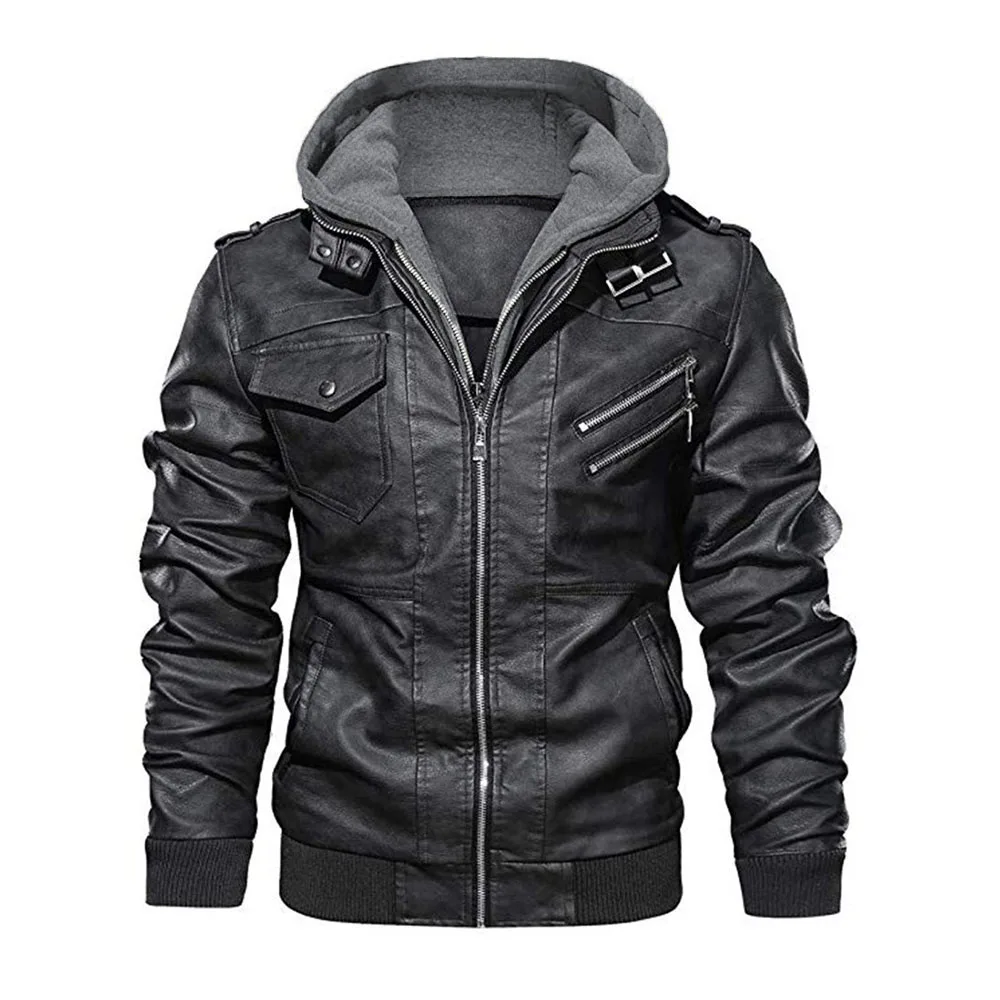

Autumn Men Faux Leather Jackets Coat Oversize Zipper Motorcycle PU Brand Military Outwear Long Sleeve Winter Top Young Fashion
