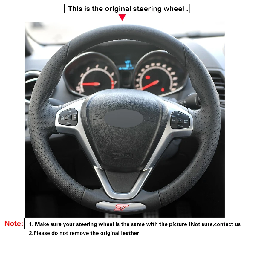 LQTENLEO черная натуральная кожа сделай сам ручная строчка для Ford Fiesta ST 2013 2014 2015 2016 2017