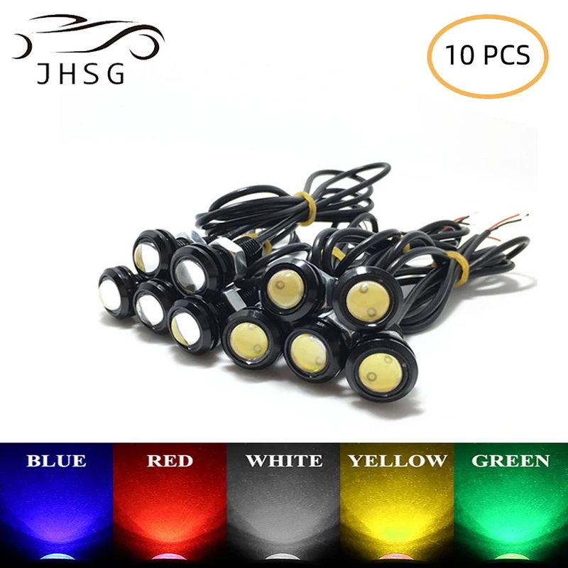 

10PCS / Pack Eagle Eye DRL Led Daytime Running Lights For Car 23/18 MM LED 12V Backup Reversing Parking Signal Automobiles Lamps