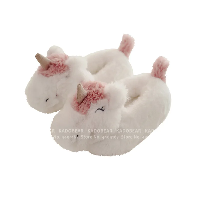Зимние домашние тапочки для маленьких девочек с единорогом из мультфильма