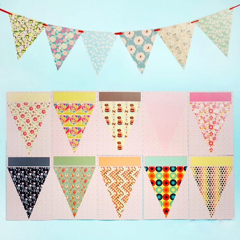 

Multicolour Banneret Home Party Triangles Paper Flags