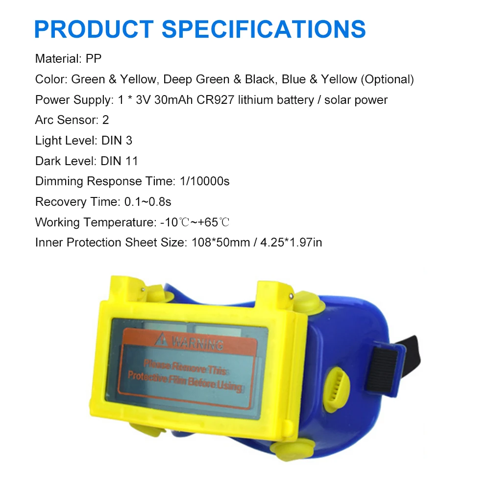 

Solar Automatic Variable Light Welding Glasses with Dual Lens Welding Protection Eye Cover Professional Argon Arc Weld Glasses
