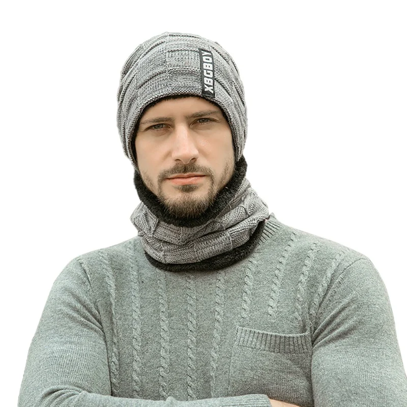 Зимний мужской шарф вязаная шапка шапки маска Теплые Мешковатые Зимние головные