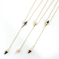 natural stone taper lapis lazuli tigers eye pink quartz crystal pendant necklaces gold color necklace for women jewelry