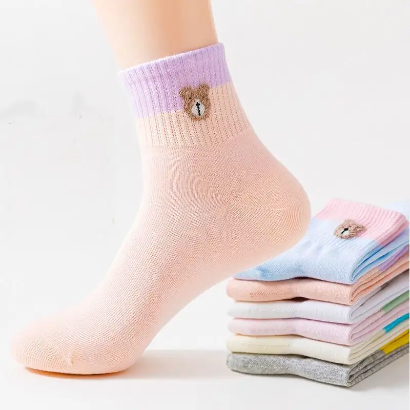 

Women Cotton Socks Breathe Freely Candy Colors Comfortable Feeling Summer Spring 2022 New Arrivals Girl's Cartoon Wears