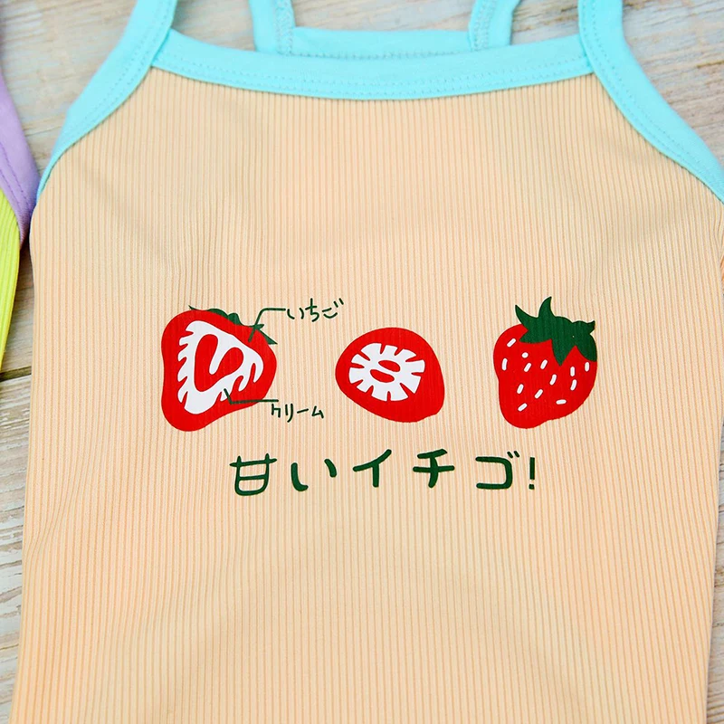 

Fashion Thin Puppy Dog Accessory Pet Clothing Pet Outfits Summer Dog Clothes Slip Dress Dog Vest Cute Fruit Print Strawberry