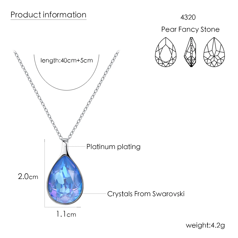 Женское ожерелье с подвеской в виде капли воды Malanda элегантное кристаллами
