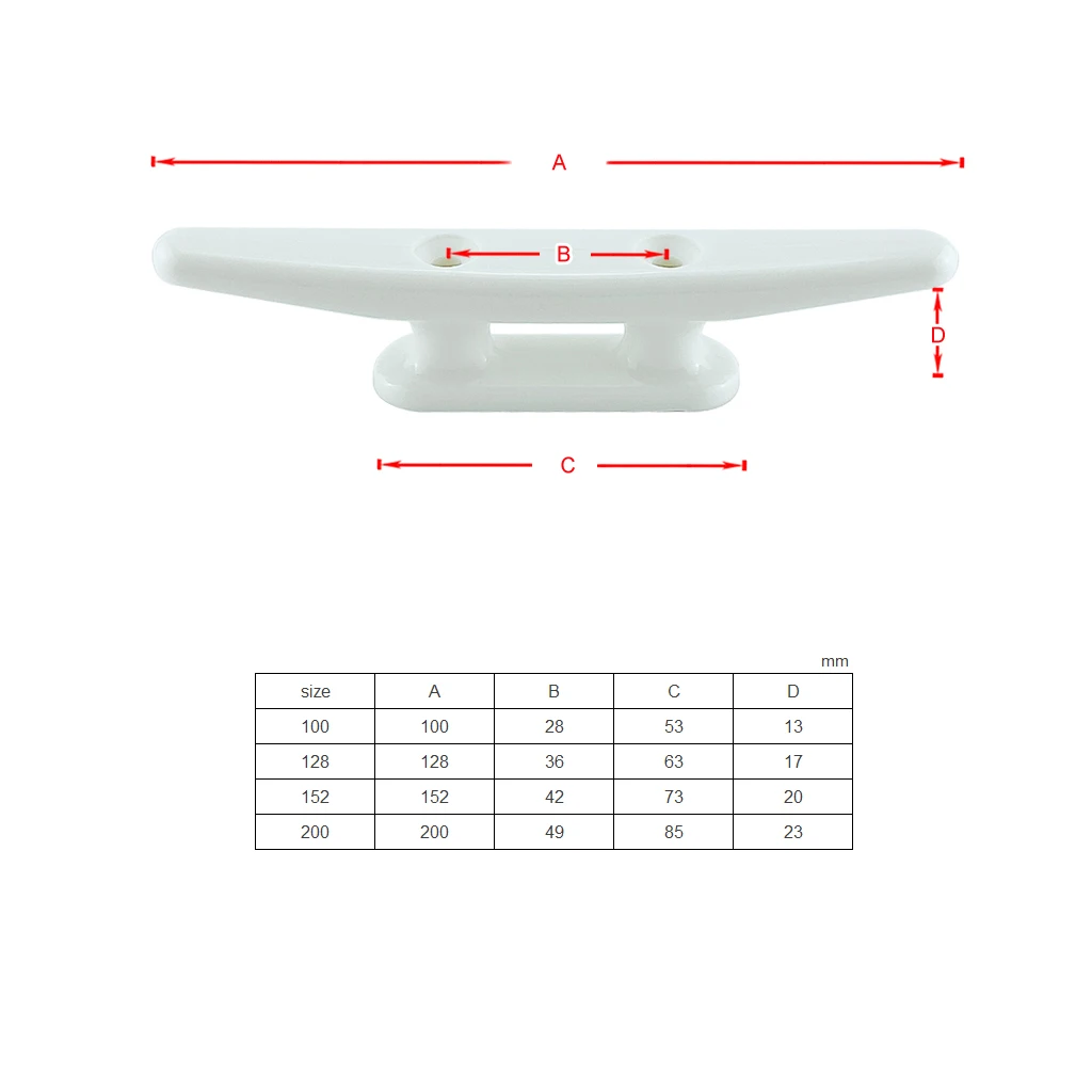 

2X Nylon Low Flat Cleat Open Base Cleat With 2 Screws Marine Boat Yacht Deck Line Rope Tie Kayak Canoe Deck Hardware Accessories