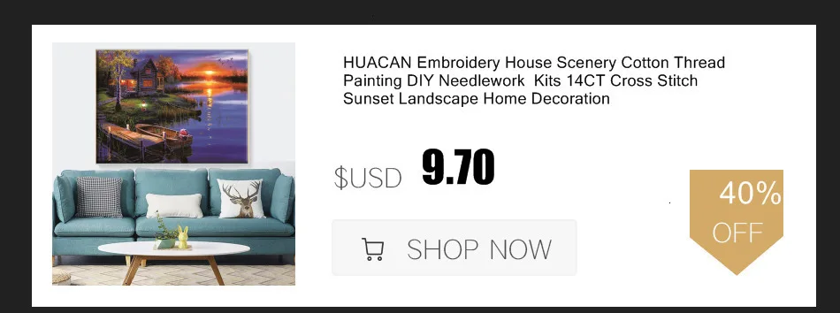 HUACAN Cross Stitch Needlework Sets For Full Embroidery Kits Tree And Bird Animals White Canvas 14CT DIY Home Decor 40x50cm