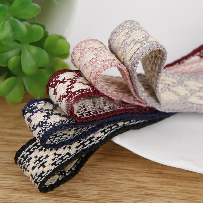 

5 yards/lot Check Embroidery Ribbon for Diy Hairwear Accessories Bouquet Cake Gift Box Packaing Sewing Clothing Trims